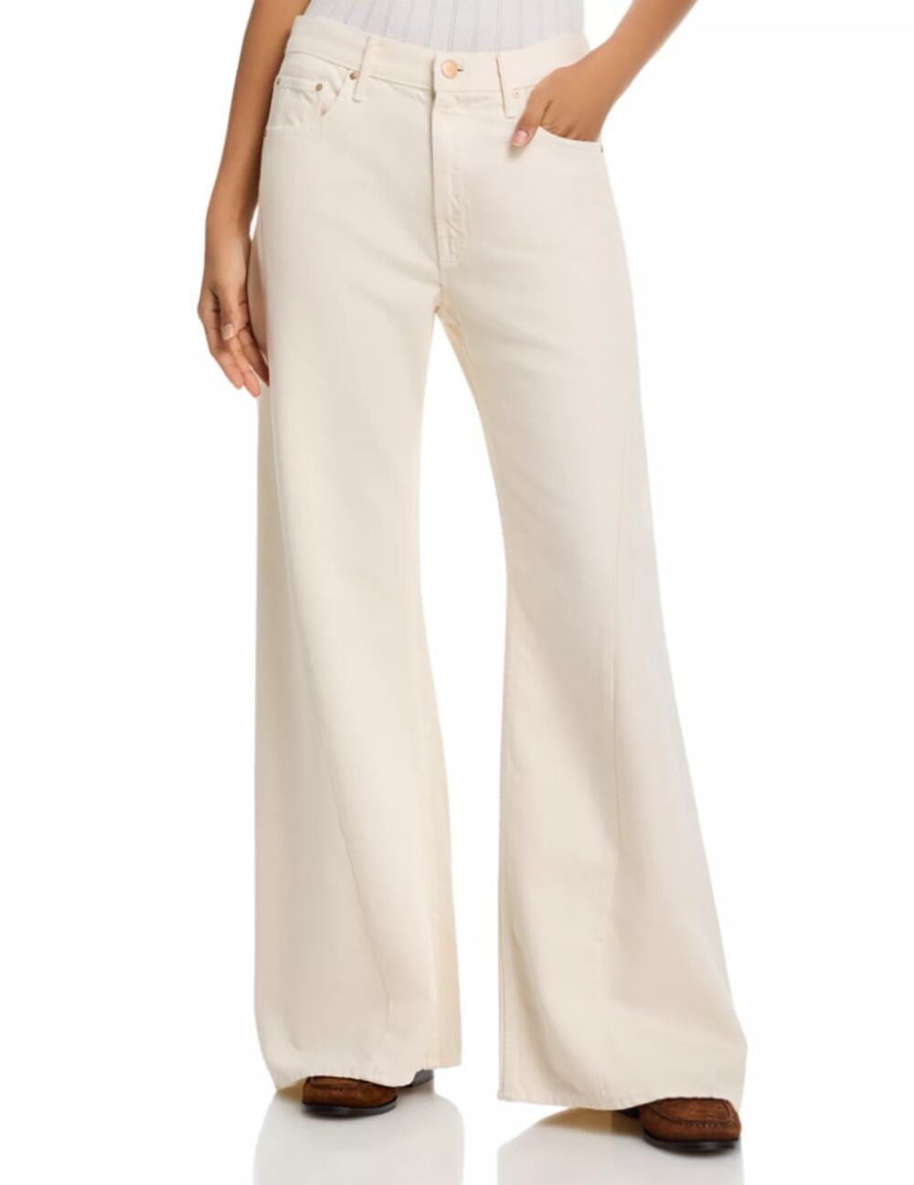 NWT Mother The Lemon Twist Sneak High Rise Wide Jeans Nat Natural Size 24